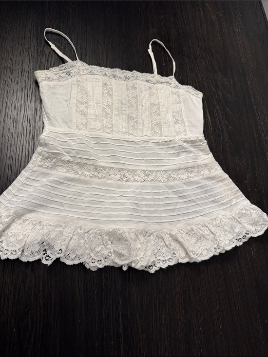 LoveShackFancy Tops - LoveShackFancy White Lace Tank with Floral Overlay